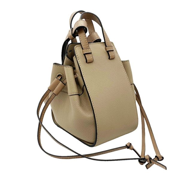 2342290023085 1 LOEWE Hammock Drawstring Mini Sand Beige Shoulder Bag