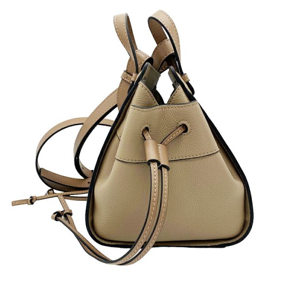 2342290023085 3 LOEWE Hammock Drawstring Mini Sand Beige Shoulder Bag