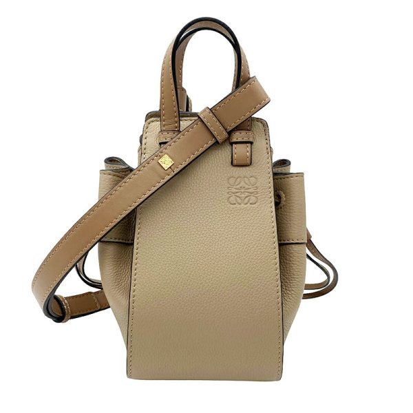 2342290023085 LOEWE Hammock Drawstring Mini Sand Beige Shoulder Bag