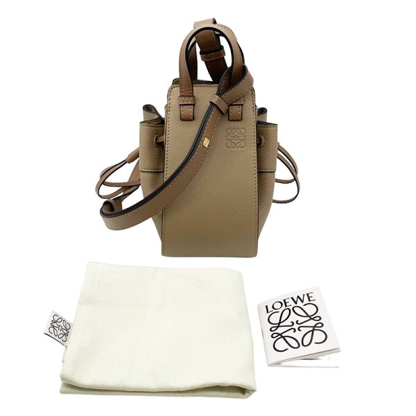 2342290023085 7 LOEWE Hammock Drawstring Mini Sand Beige Shoulder Bag