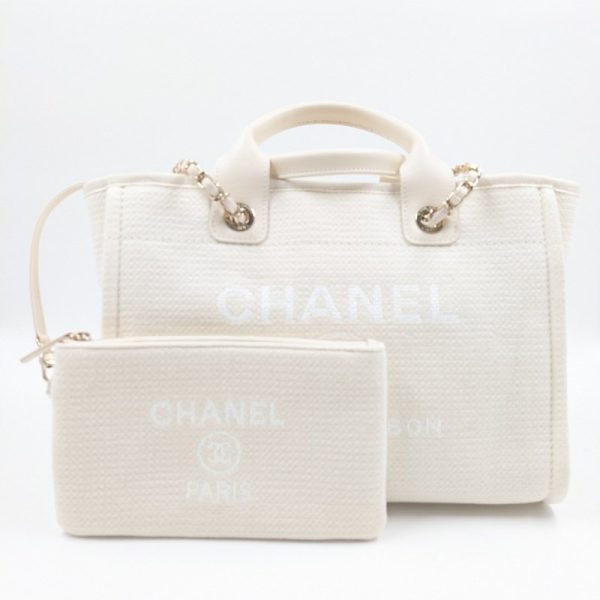 2342690010838 02 CHANEL Deauville Small Shopping Bag Ivory Shoulder Bag