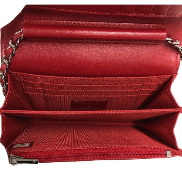 2342690013136 4 CHANEL Matelasse Mini Chain Wallet 30 Red Lambskin Shoulder Bag