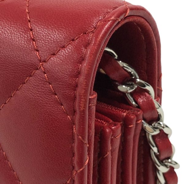 2342690013136 7 CHANEL Matelasse Mini Chain Wallet 30 Red Lambskin Shoulder Bag