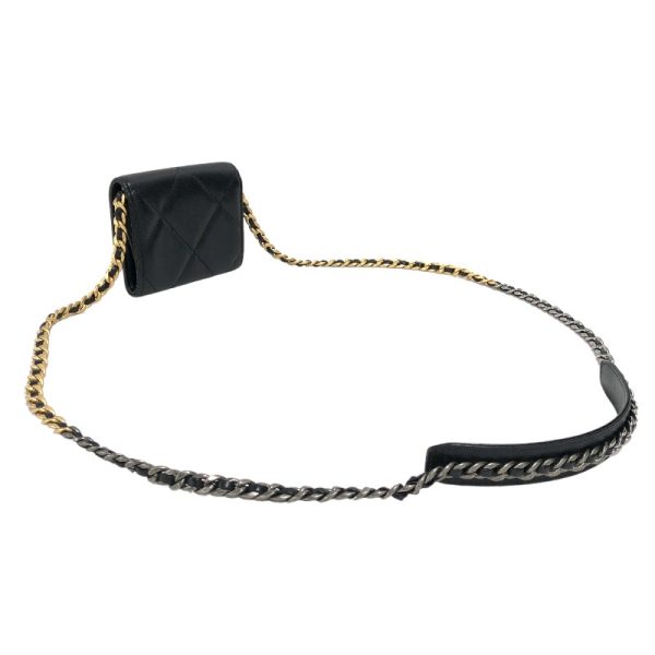 2342690014195 2 CHANEL Chain Coin Black Lambskin Pouch