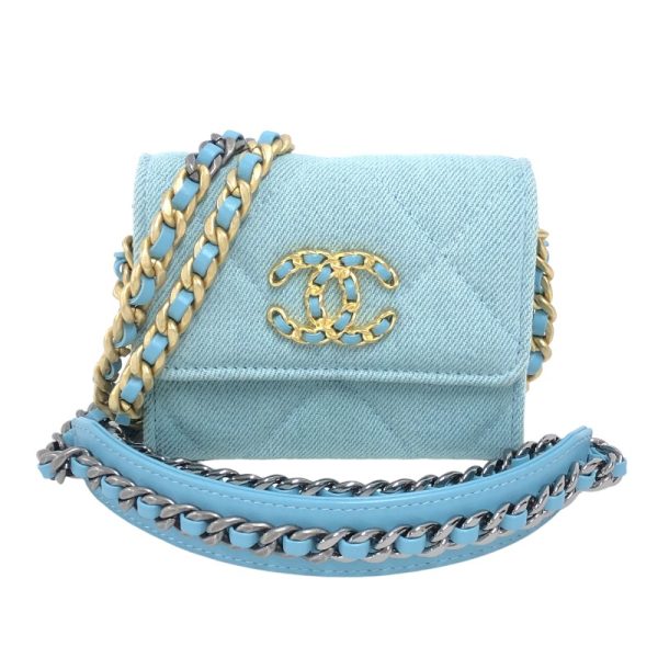 2342690016229 CHANEL Chain Wallet Ride Blue Denim Shoulder Bag