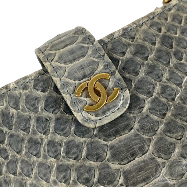 2342690020769 11 CHANEL Chain Pochett Black Python Shoulder Bag