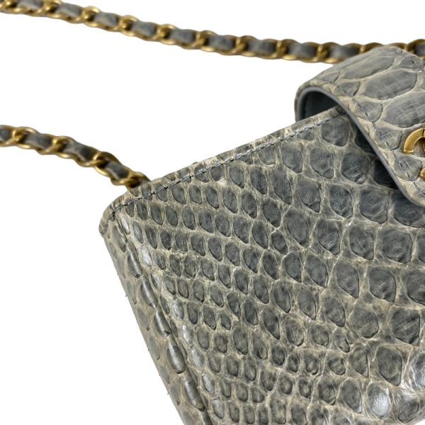 2342690020769 14 CHANEL Chain Pochett Black Python Shoulder Bag