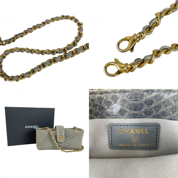 2342690020769 18 c CHANEL Chain Pochett Black Python Shoulder Bag