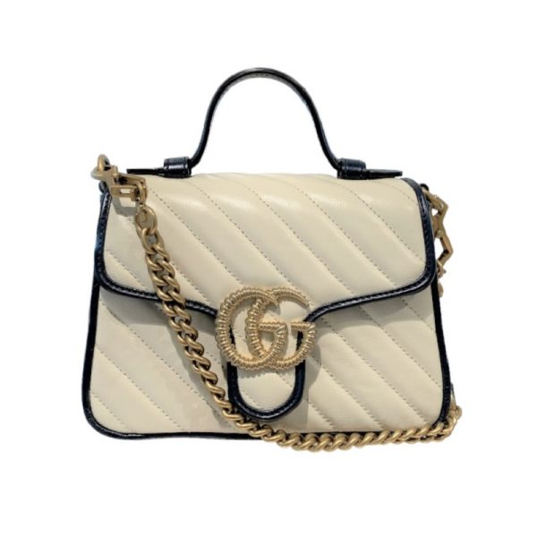 2343080006035 1 GUCCI GG Marmont Mini Top Handle Shoulder Bag Ivory White