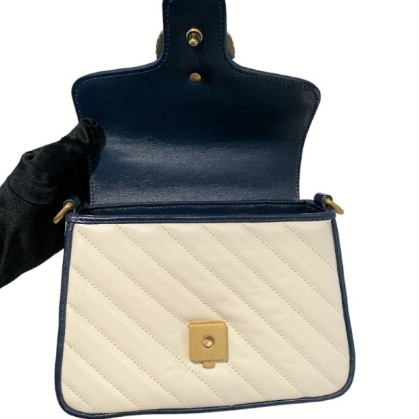 2343080006035 4 GUCCI GG Marmont Mini Top Handle Shoulder Bag Ivory White