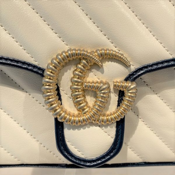 2343080006035 9 GUCCI GG Marmont Mini Top Handle Shoulder Bag Ivory White