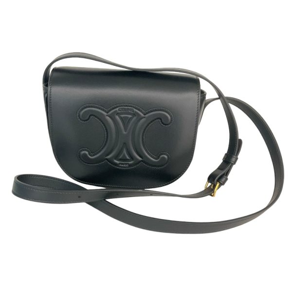 2343800006062 Celine Folco Cuir Triomphe Black Calf Shoulder Bag