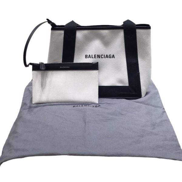 2344160005047 13 BALENCIAGA Blue Cabas S White Handbag