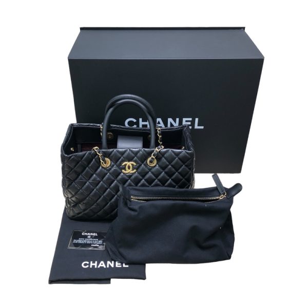 2344160006310 19 CHANEL Matelasse 2WAY Chain Tote A57974 Black Calf Tote Bag