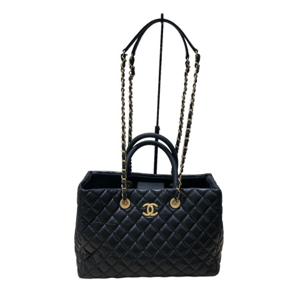 2344160006310 2 CHANEL Matelasse 2WAY Chain Tote A57974 Black Calf Tote Bag