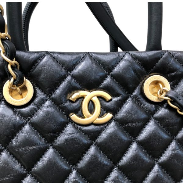 2344160006310 9 CHANEL Matelasse 2WAY Chain Tote A57974 Black Calf Tote Bag