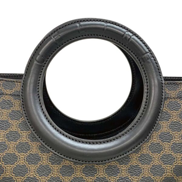 24 1157 11 Celine Circle Handle Handbag Macadam Pattern Black