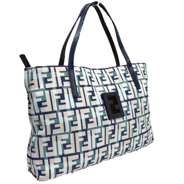 24 2291 1 Fendi Zucca Pattern Handbag Tote Bag Green Blue