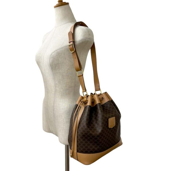 24 589 18 Celine Drawstring Shoulder Bag Macadam Pattern