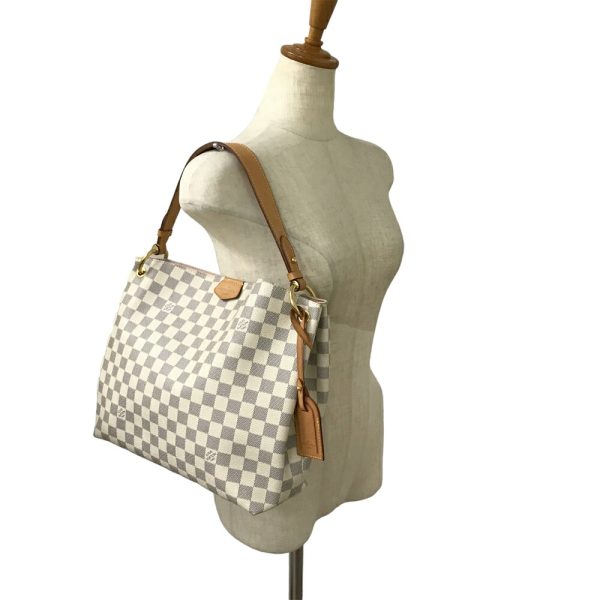 24 836 19 Louis Vuitton Graceful PM One Shoulder Bag Damier Azur White