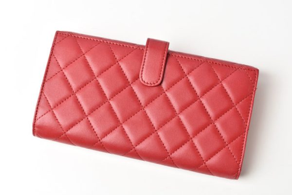 24020204 ch 3 Chanel Long Wallet Lambskin Rouge