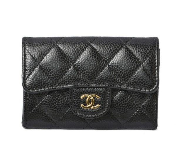 24020205 ch 1 Chanel Coin Case Caviar Skin Black Bordeaux