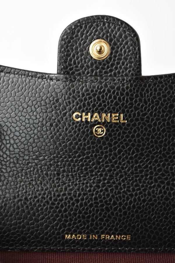 24020205 ch 6 Chanel Coin Case Caviar Skin Black Bordeaux