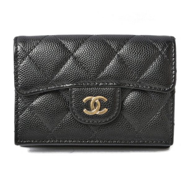 24020212 c 1 CHANEL Coin Case Mini Wallet Wallet Caviar Skin Black