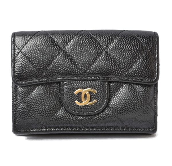 24020213 c 1 Chanel Mini Wallet TrifCaviar Skin Black