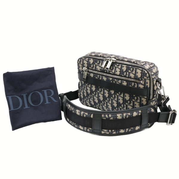 240210 1 Christian Dior Safari Crossbody Bag Calfskin Oblique Black