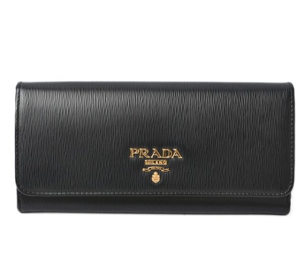 24030206 p 1 Prada Long Wallet Pass Case Saffiano Black