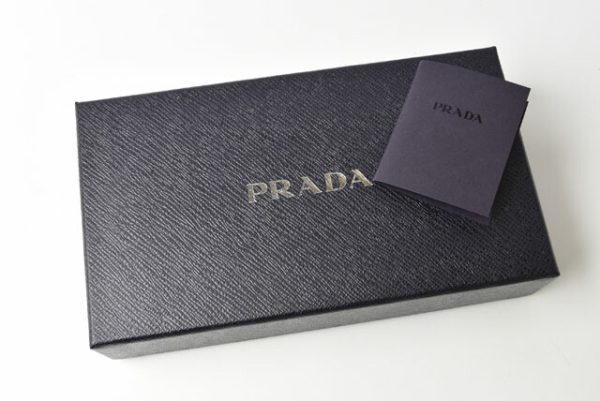 24030206 p 14 Prada Long Wallet Pass Case Saffiano Black