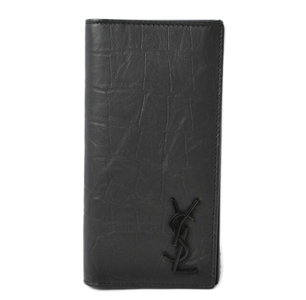 24030207 ysl 1 Saint Laurent Paris Wallet Croco Pattern Black