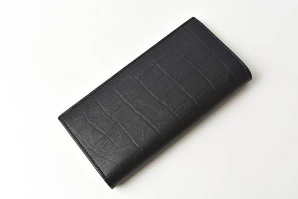 24030207 ysl 3 Saint Laurent Wallet Long Wallet Croco Pattern Black