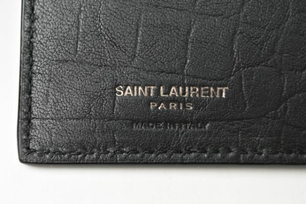 24030207 ysl 6 Saint Laurent Paris Wallet Croco Pattern Black