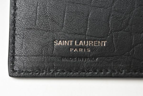 24030207 ysl 6 Saint Laurent Wallet Long Wallet Croco Pattern Black