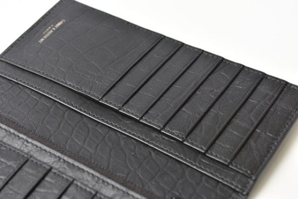 24030207 ysl 9 Saint Laurent Wallet Long Wallet Croco Pattern Black