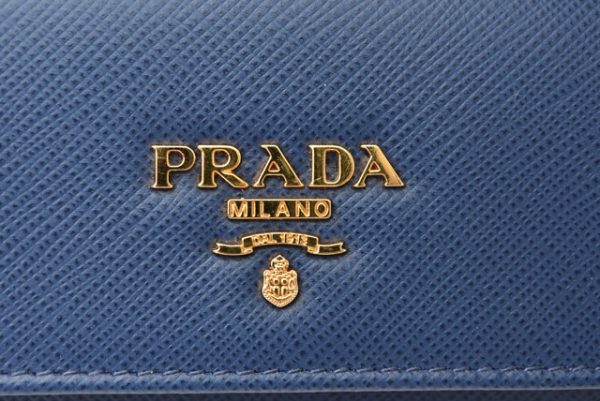 24040202 p 3 Prada Mini Wallet Folding Saffiano Chain Bluette