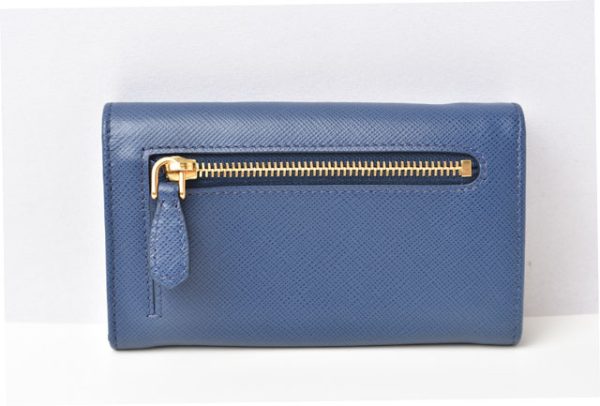 24040202 p 4 Prada Mini Wallet Folding Saffiano Chain Bluette