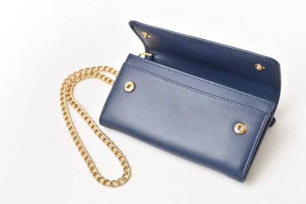 24040202 p 8 Prada Mini Wallet Folding Saffiano Chain Bluette