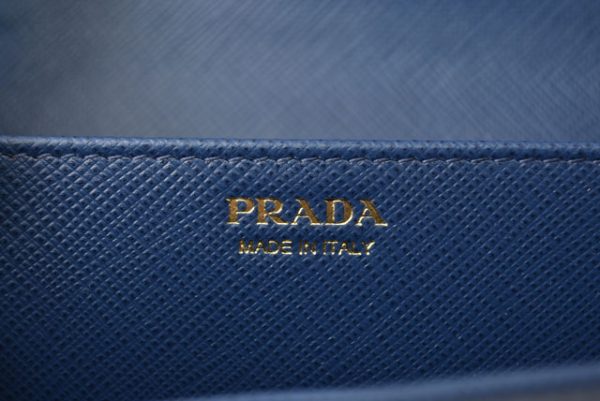 24040202 p 9 Prada Mini Wallet Folding Saffiano Chain Bluette