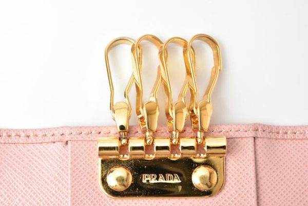 24040204 p 4 Prada Key Case 6 Row Saffiano Metal Pesco Pink