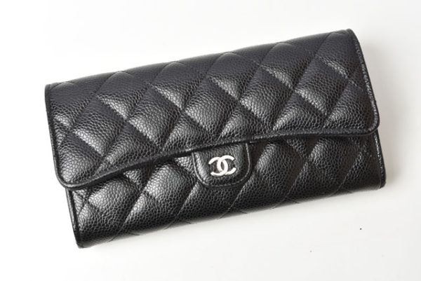 24040225 ch 2 CHANEL Wallet Long Wallet Timeless Matelasse Caviar Skin Black