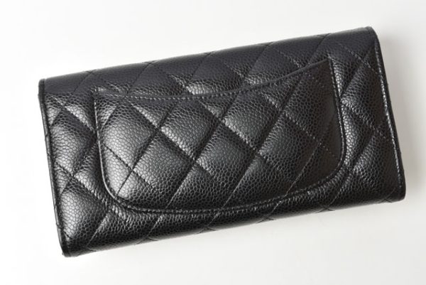 24040225 ch 3 CHANEL Wallet Long Wallet Timeless Matelasse Caviar Skin Black