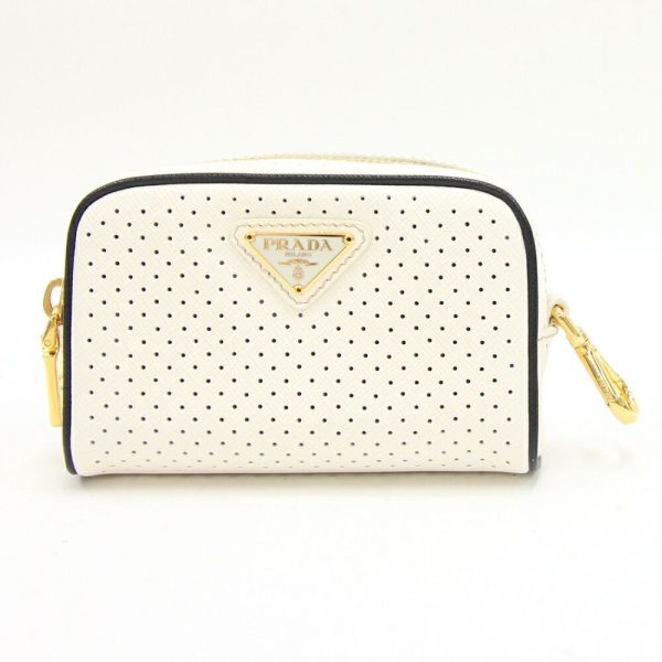 2405280171 Prada Pouch White Pouch Mini Bag Charm Punching White