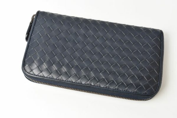 2405b10 bv 3 Bottega Veneta Long Wallet Intrecciato Blue