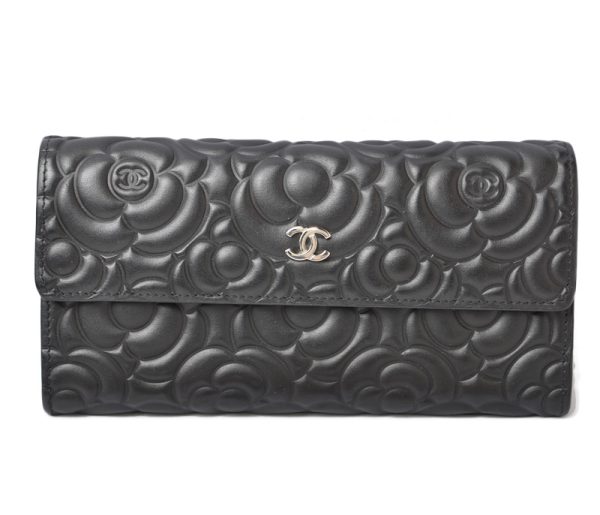 240610a11 ch 1 CHANEL Coin Case Card Case Matelasse Caviar Skin Black Bordeau