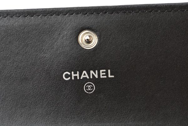 240610a11 ch 11 CHANEL Coin Case Card Case Matelasse Caviar Skin Black Bordeau