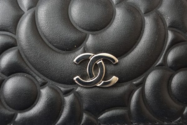 240610a11 ch 4 CHANEL Coin Case Card Case Matelasse Caviar Skin Black Bordeau