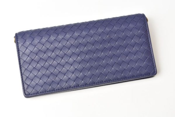 240628c12 bv 3 Bottega Veneta Wallet Intrecciato Blue